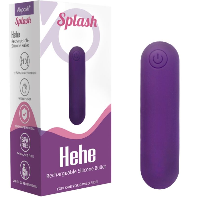 ARMONY - SPLASH HEHE VIBRATOR KUGLET SILIKONE 10 VIBRATIONER 65 X 15 CM LILLA
