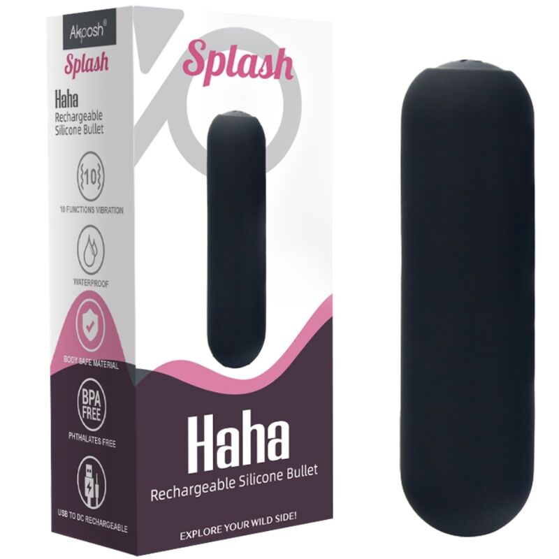 ARMONY - SPLASH HAHA VIBRATOR KUGLET SILIKONE 10 VIBRATIONER 75 X 19 CM SORT