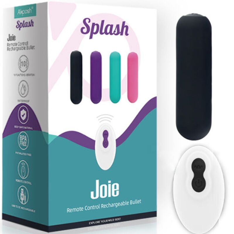 ARMONY - SPLASH JOIE VIBRATOR KUGLET SILIKONE FJERNBETJENING 10 VIBRATIONER 75 X 19 CM SORT