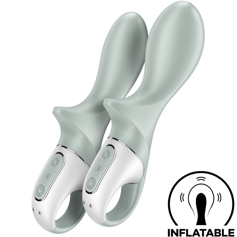 SATISFYER - AIR PUMP BOOTY 3 OPPUSTELIG ANALVIBRATOR GRÅGRØN