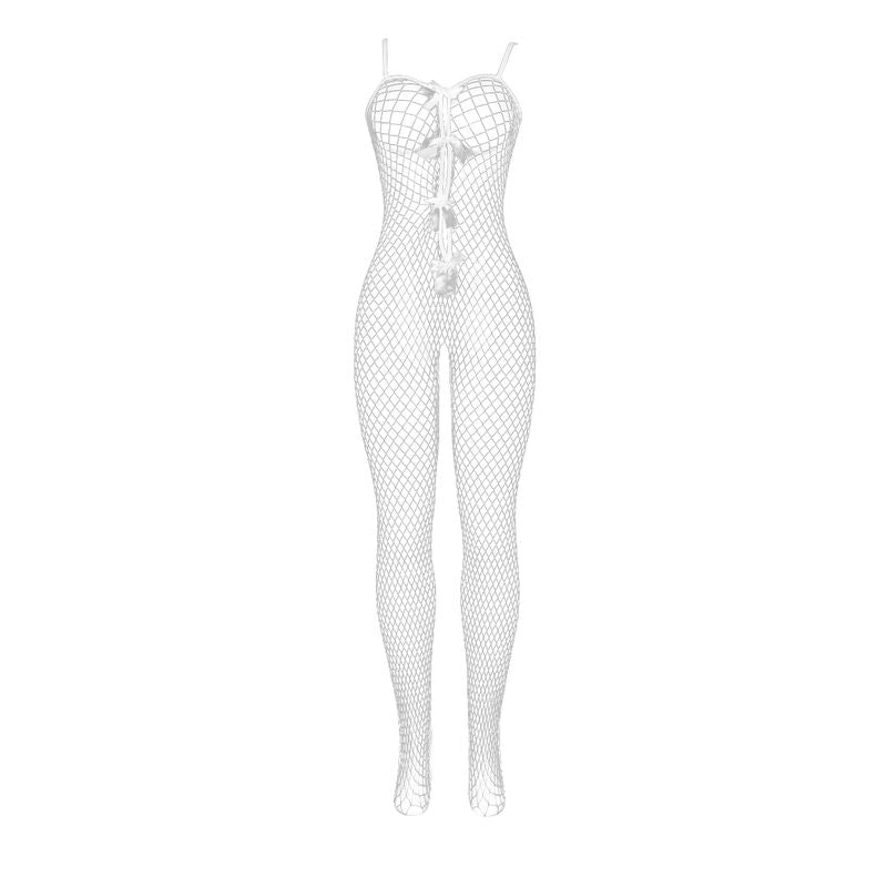 SUBBLIME - 951740 BODYSTOCKING HVID FISKENET SKRIDTLØS MED SLØJER ÉN STØRRELSE