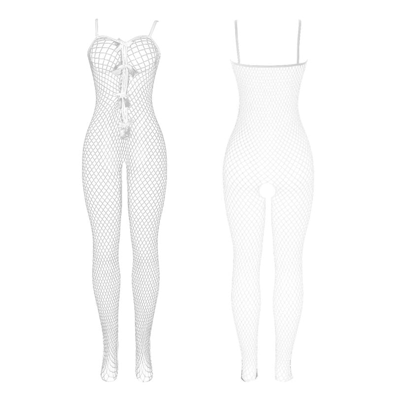 SUBBLIME - 951740 BODYSTOCKING HVID FISKENET SKRIDTLØS MED SLØJER ÉN STØRRELSE