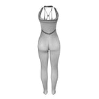 SUBBLIME - 951788 LANG FISKENET-BODYSTOCK MED STROPPER PÅ BRYST OG RYG SORT ONE SIZE