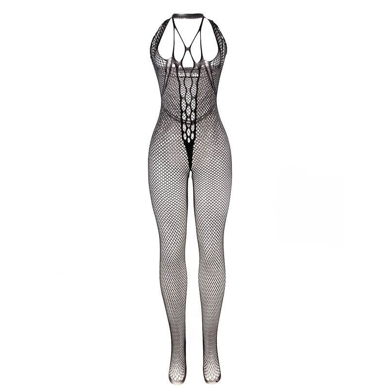 SUBBLIME - 951788 LANG FISKENET-BODYSTOCK MED STROPPER PÅ BRYST OG RYG SORT ONE SIZE