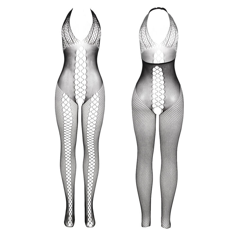 SUBBLIME - 951832 BODYSTOCKING MED ÅBEN RYG OG KRYDSDETALJER SORT ONE SIZE