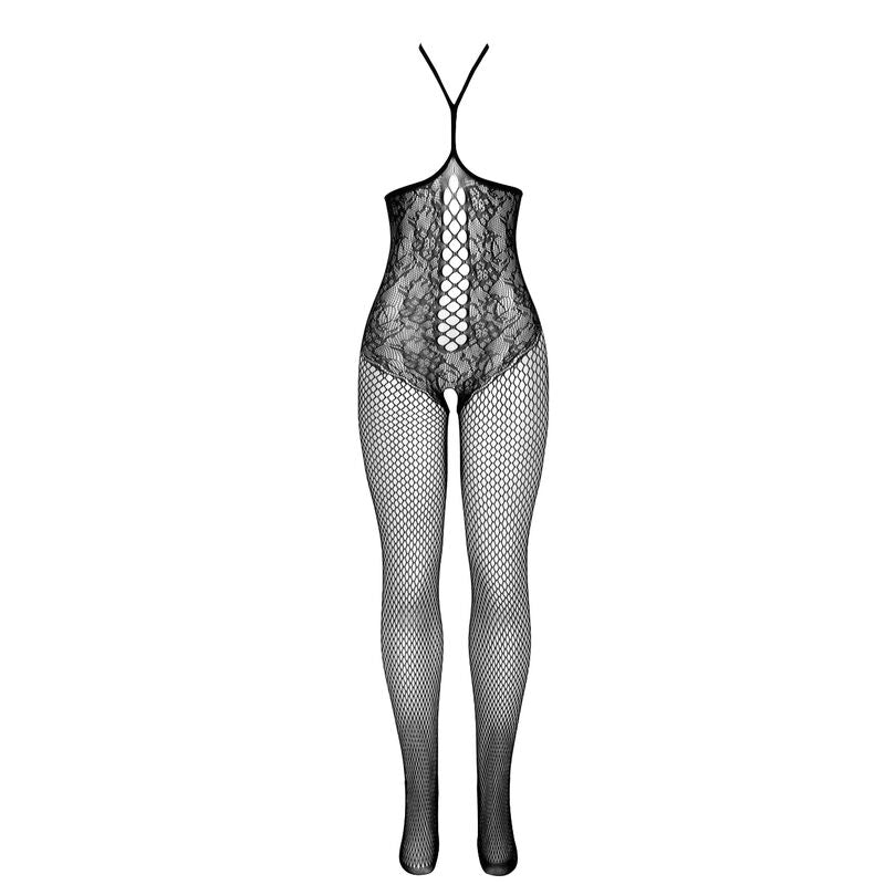 SUBBLIME - 951849 ÅBEN SKOPS FISKENET BODYSTOCKING MED GROV HALE HALS SORT ONE SIZE