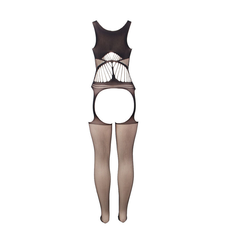 SUBBLIME - 951900 FISHNET BODYSTOCKING MED SKOR OG ÅBNE SKULDRE SORT ONE SIZE