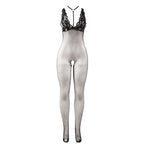 SUBBLIME - 951993 SORT TRANSPARENT FISHNET BODYSTOCKING MED SKRIDTET OG EN STØRRELSE
