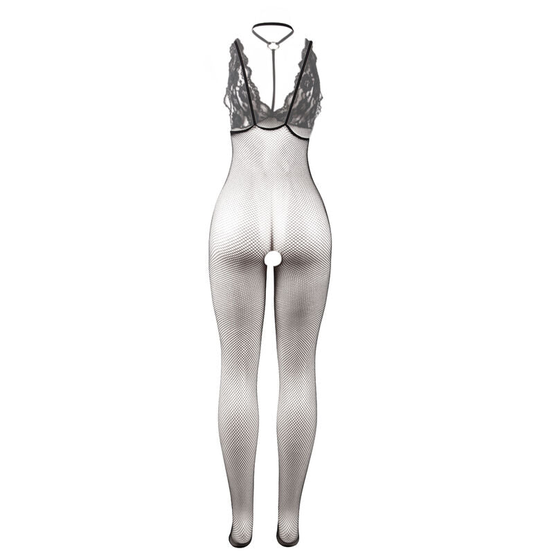 SUBBLIME - 951993 SORT TRANSPARENT FISHNET BODYSTOCKING MED SKRIDTET OG EN STØRRELSE