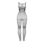 SUBBLIME - 952112 FISHNET BODYSTOCKING WITH DETAILS ON THE CHEST AND BELLY BLACK ONE SIZE
