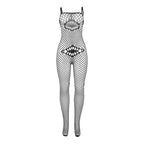 SUBBLIME - 952112 FISHNET BODYSTOCKING WITH DETAILS ON THE CHEST AND BELLY BLACK ONE SIZE
