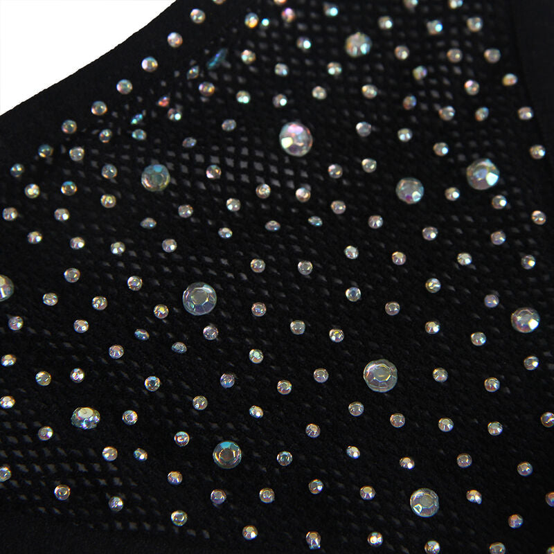 SUBBLIME - 952174 FISKENET BODYSTOCKING MED HANDSKER OG DIAMANTER SORT ONE SIZE