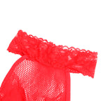 SUBBLIME - 952372 FISKENET- OG BLONDE-SKRIDTLØS BODYSTOCKING MED HØJ HALS RØD ONE SIZE