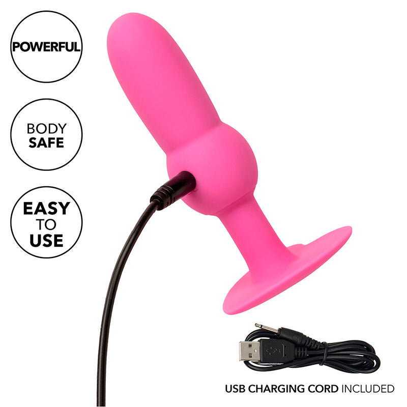 CALEXOTICS - FØRSTE GANGS ANALPLUG MED PERLEPROBLE 10 VIBRATIONER LYSERØD