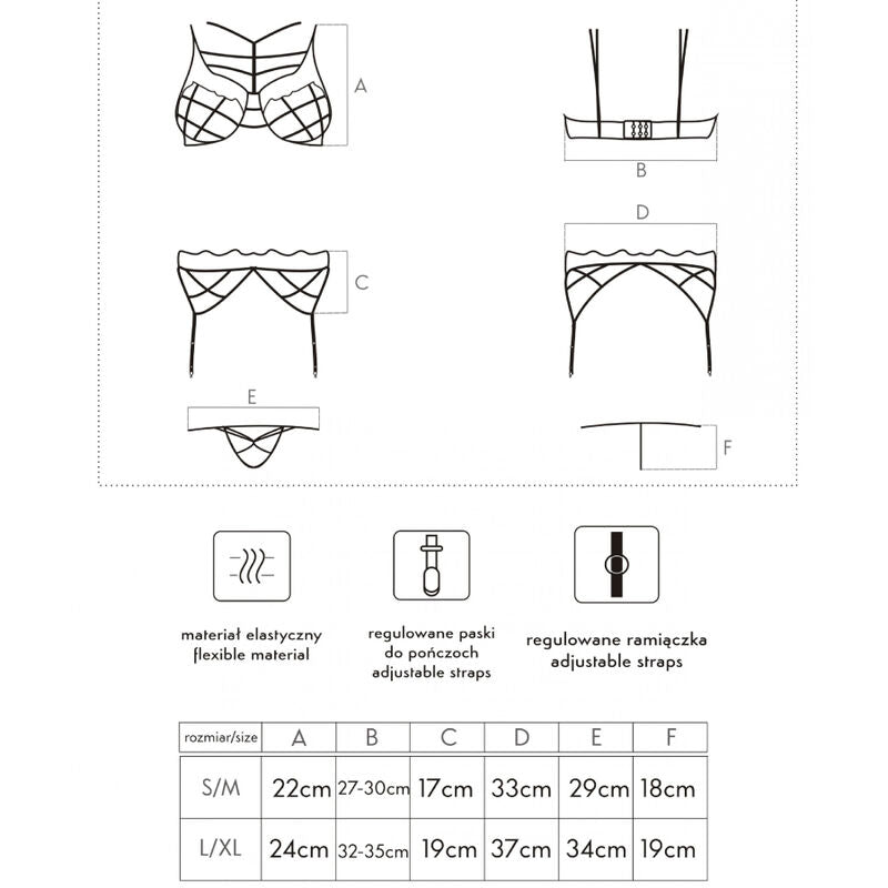 LIVCO CORSETTI FASHION - SOLEDAD LC 20217 BH + TRUSSE + RØDEBÆLTE S/M