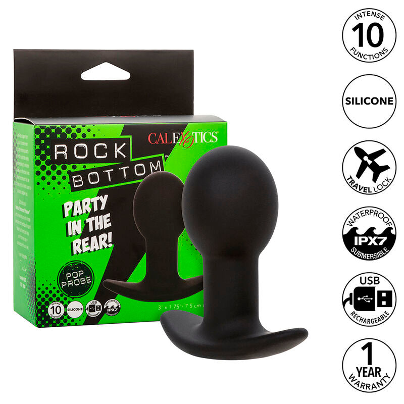 CALEXOTICS - ROCK BOTTOM ANALPLUG 10 VIBRATIONER SILIKONE SORT