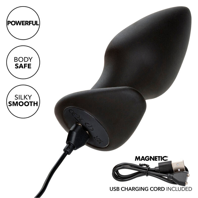 CALEXOTICS - ROCK BOTTOM PERFEKT ANALPLUG 10 VIBRATIONER SILIKONE SORT