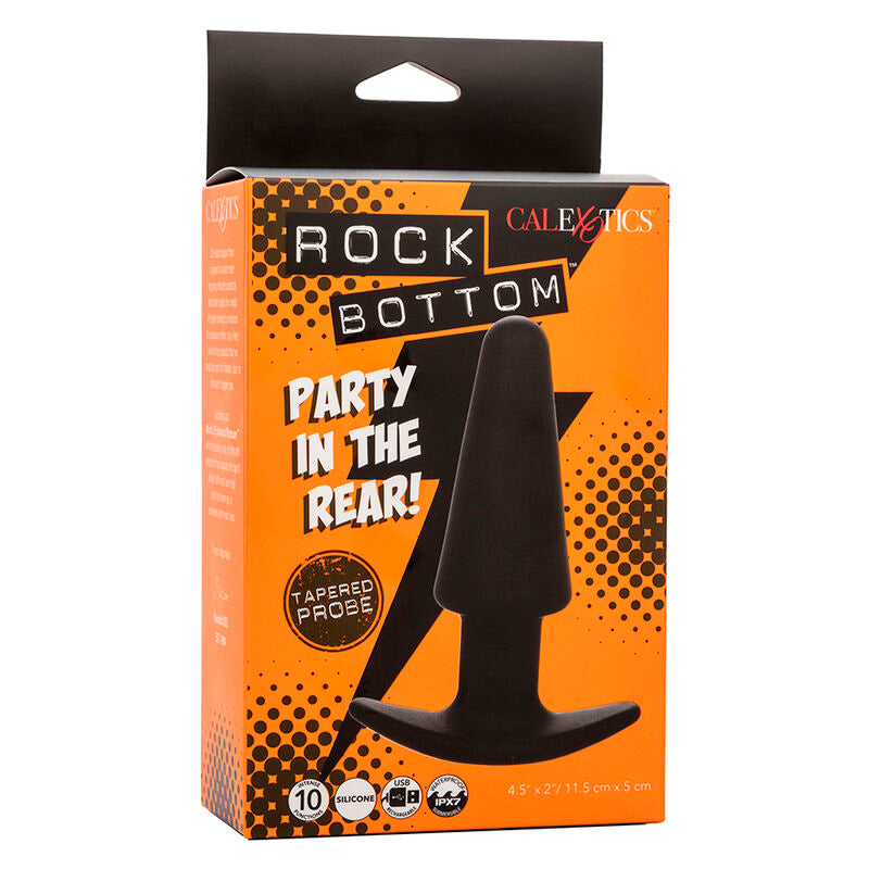 CALEXOTICS - ROCK BOTTOM TAPERED ANALPLUG 10 VIBRATIONER SILIKONE SORT