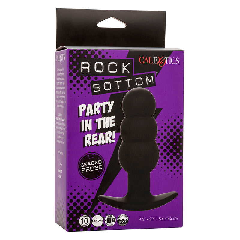 CALEXOTICS - ROCK BOTTOM PERLEPROP ANALPLUG 10 VIBRATIONER SILIKONE SORT