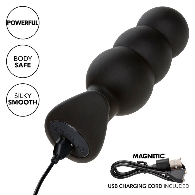 CALEXOTICS - ROCK BOTTOM PERLEPROP ANALPLUG 10 VIBRATIONER SILIKONE SORT