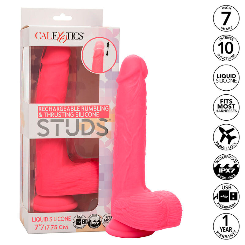 CALEXOTICS - STUDS REALISTISK VIBRATOR 10 VIBRATIONER LYSErød