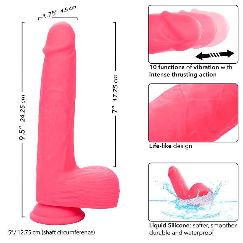 CALEXOTICS - STUDS REALISTISK VIBRATOR 10 VIBRATIONER LYSErød