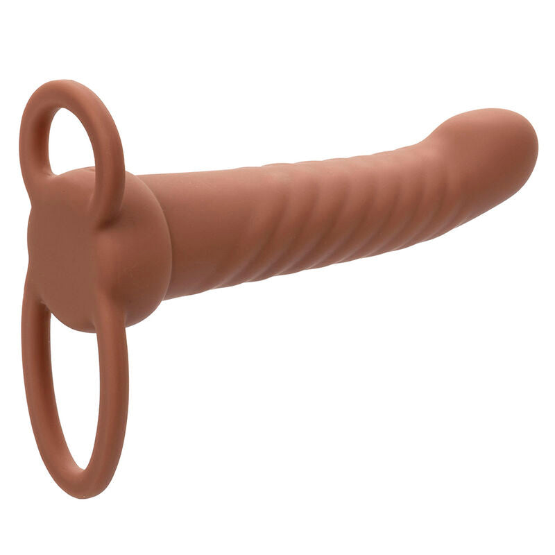 CALEXOTICS - MAXX RIBBED DUAL PENETRATOR 10 VIBRATIONER BRUN