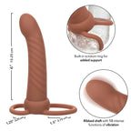 CALEXOTICS - MAXX RIBBED DUAL PENETRATOR 10 VIBRATIONER BRUN