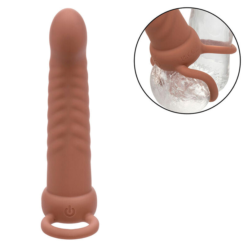 CALEXOTICS - MAXX RIBBED DUAL PENETRATOR 10 VIBRATIONER BRUN