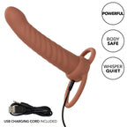 CALEXOTICS - MAXX RIBBED DUAL PENETRATOR 10 VIBRATIONER BRUN