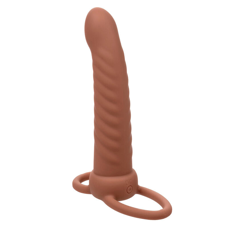 CALEXOTICS - MAXX RIBBED DUAL PENETRATOR 10 VIBRATIONER BRUN