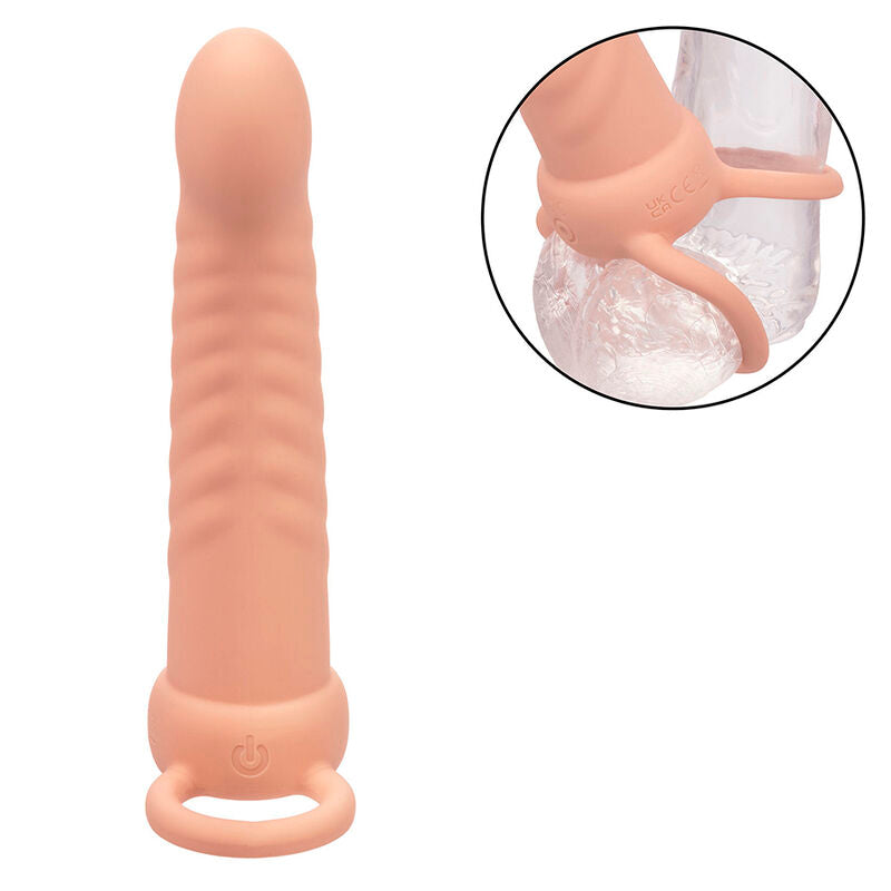 CALEXOTICS - MAXX RIBBED DUAL PENETRATOR 10 VIBRATIONER FLESH