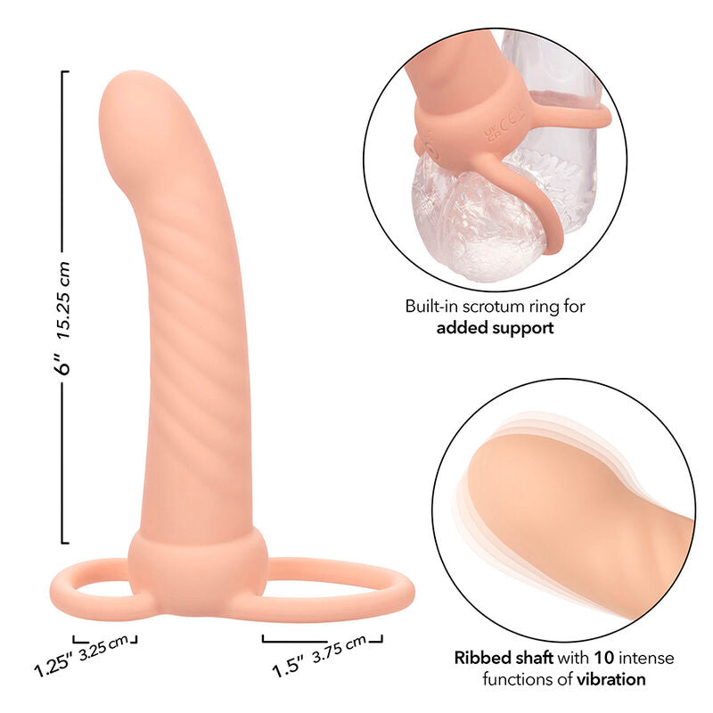 CALEXOTICS - MAXX RIBBED DUAL PENETRATOR 10 VIBRATIONER FLESH