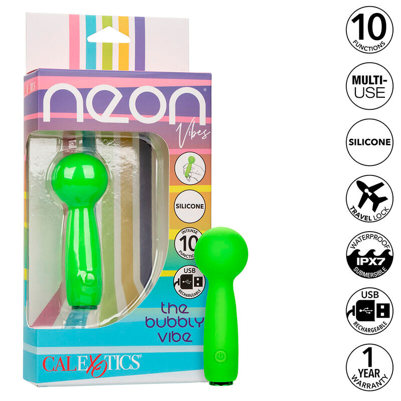 CALEXOTICS - NEON VIBES THE BUBBLY VIBE MINI MASSAGEAPPARAT 10 VIBRATIONER GRØN