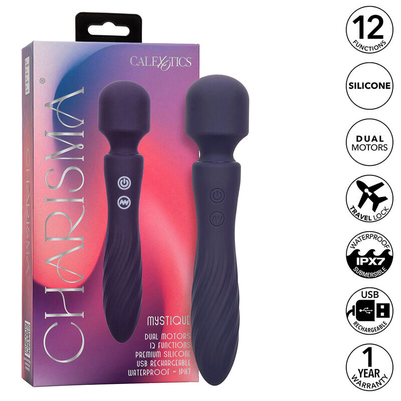 CALEXOTICS - CHARISMA MYSTICKE MASSAGEAPPARAT MED DOBBELTE MOTORER 12 FUNKTIONER 20,5 CM X 4,5 CM LILLA