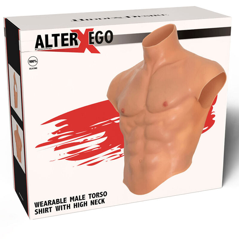 SKJULT BEGYRNELSE - ALTER EGO SILIKONE HERRETORSOSKJORTE MED ABS-FLESH