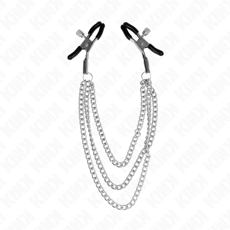 KINK - BRØDVORTEKLEMMER MED 3 KÆDER SØLV 20/23/28 CM