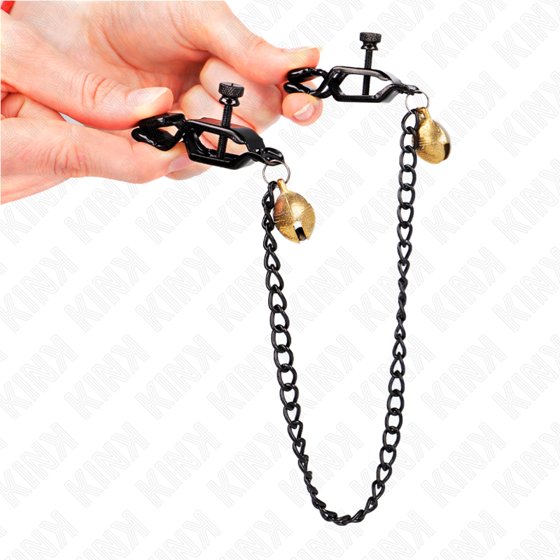 KINK - FLADE KÆDE NIPPELKLEMMER OG KLOKKE SØLV 30 CM