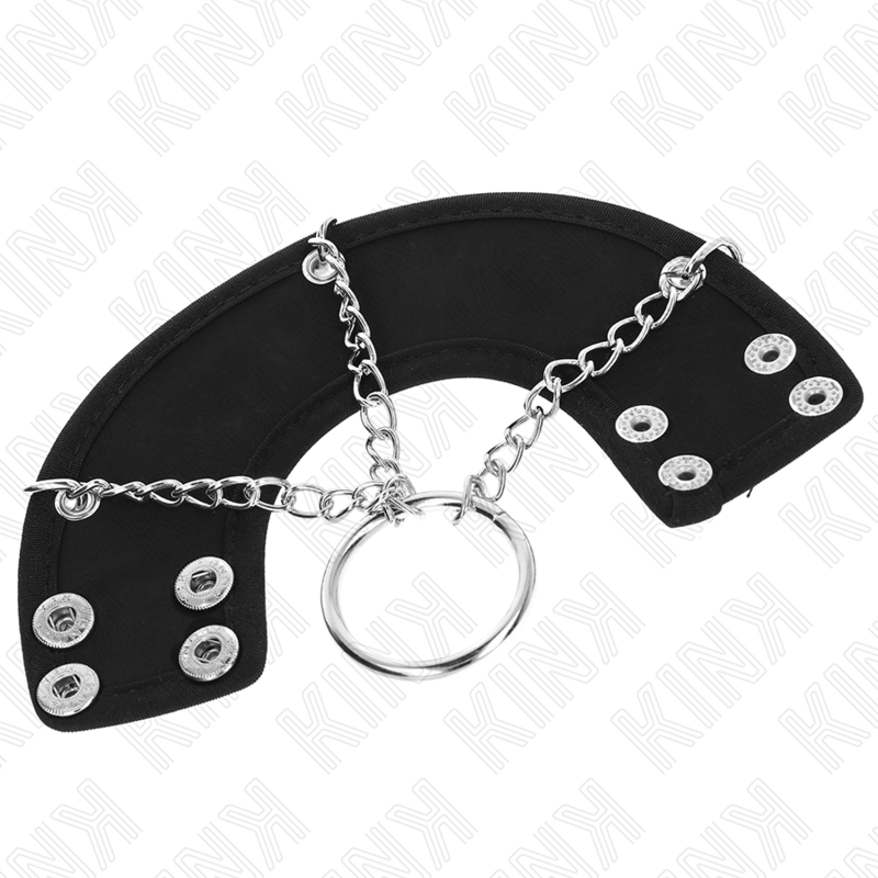 KINK - PENISRING 4 CM KÆDE 7 CM METAL MED LÆDERBÆLTE