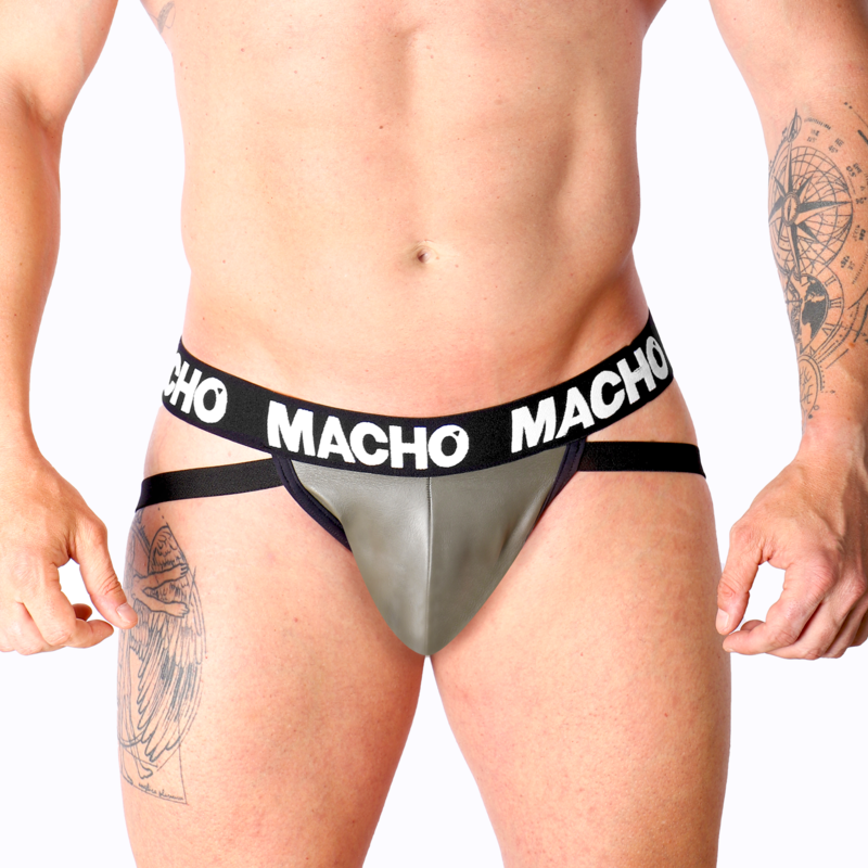 MACHO - MX27GR LÆDERJOCK GRÅ BEIGE XL