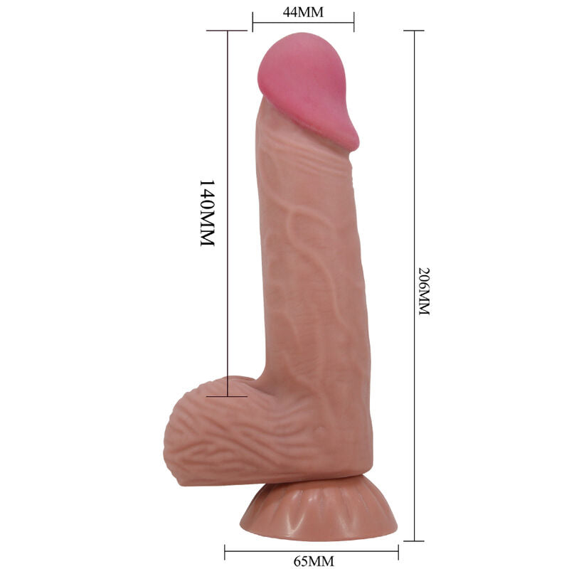 PRETTY LOVE - GLIDENDE HUD-SERIE REALISTISK DILDO MED GLIDENDE BRUN HUD-SUGEKOP 20,6 CM