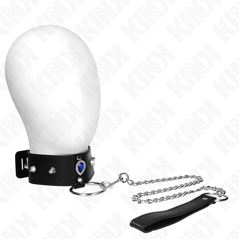 KINK - HALSKÆDE 65 CM MED REM MED BLÅ DIAMANTER JUSTERBAR 36-43 CM X 5 CM