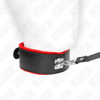 KINK - HALSKÆDE MED BÆLTE 116 CM MED RØD LÆDERREM JUSTERBAR 40-48 CM X 6 CM