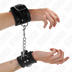 KINK - HÅNDLEDSBELØB MED PELSFOREDE HÅNDLEDSREMMER, SORT MED SORT BÆLTE, JUSTERBAR 17-29 CM X 6 CM