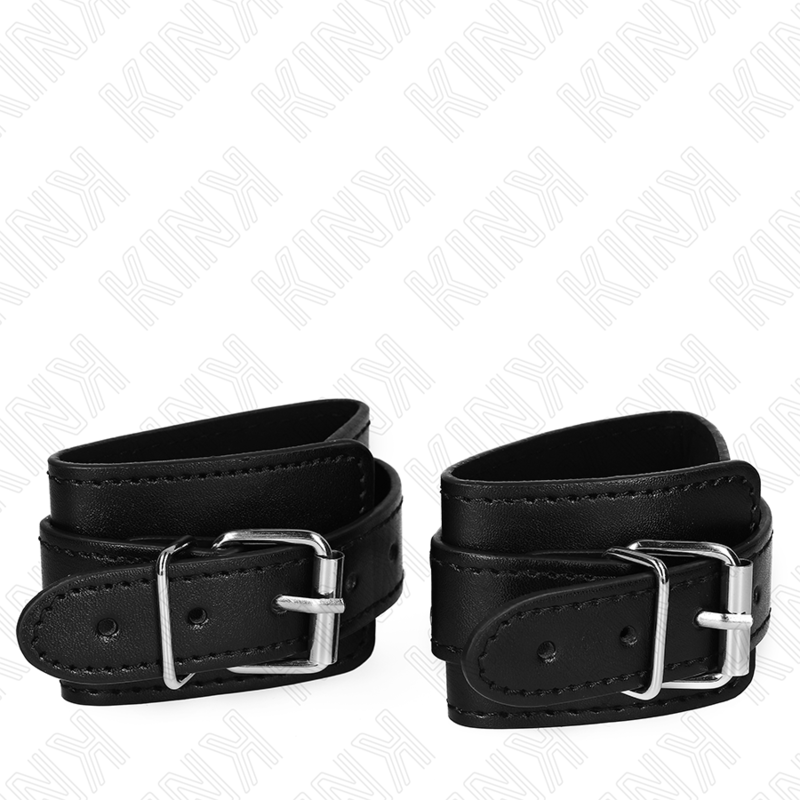 KINK - LÅSBARE HÅNDLEDSBÆLTER TIL DUNGEON, SORT, JUSTERBARE 21-28 CM X 5,5 CM