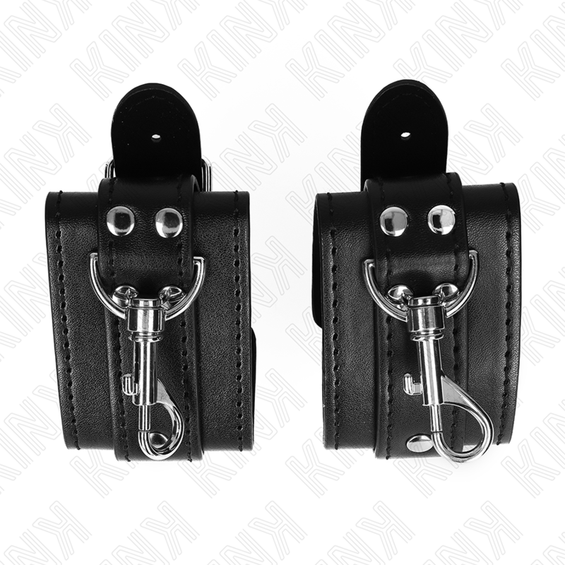 KINK - LÅSBARE HÅNDLEDSBÆLTER TIL DUNGEON, SORT, JUSTERBARE 21-28 CM X 5,5 CM