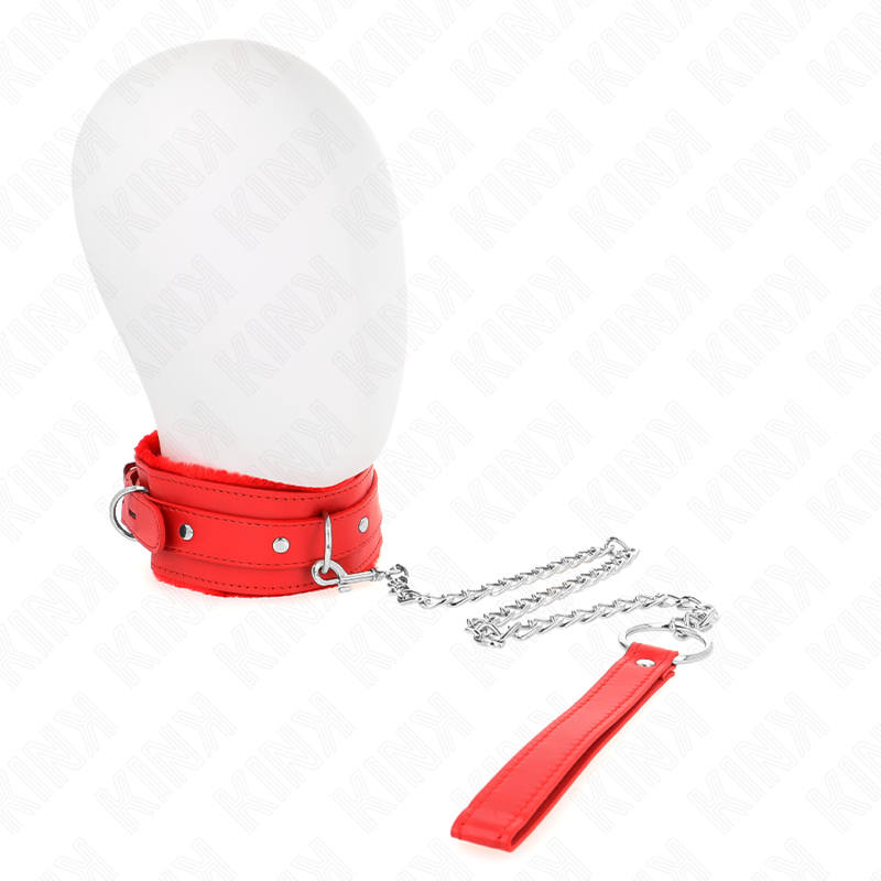 KINK - HALSBÅND MED SNORE 65 CM MED RESTRIKTIONER RØD 36-42 CM X 5,5 CM