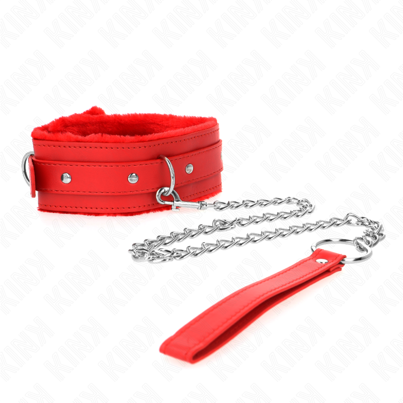 KINK - HALSBÅND MED SNORE 65 CM MED RESTRIKTIONER RØD 36-42 CM X 5,5 CM