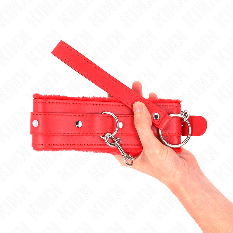 KINK - HALSBÅND MED SNORE 65 CM MED RESTRIKTIONER RØD 36-42 CM X 5,5 CM