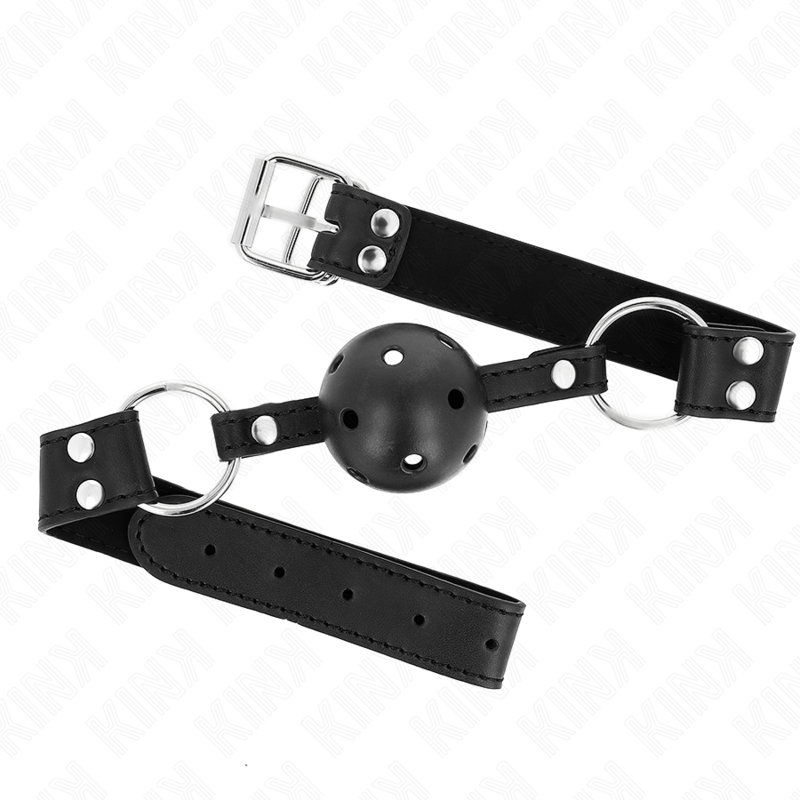 KINK - ÅNDBAR KUGLE 4 CM MED DOBBELT NITTE MODEL 1 SORT 62,5 x 2,5 CM JUSTERBAR 42-58 CM